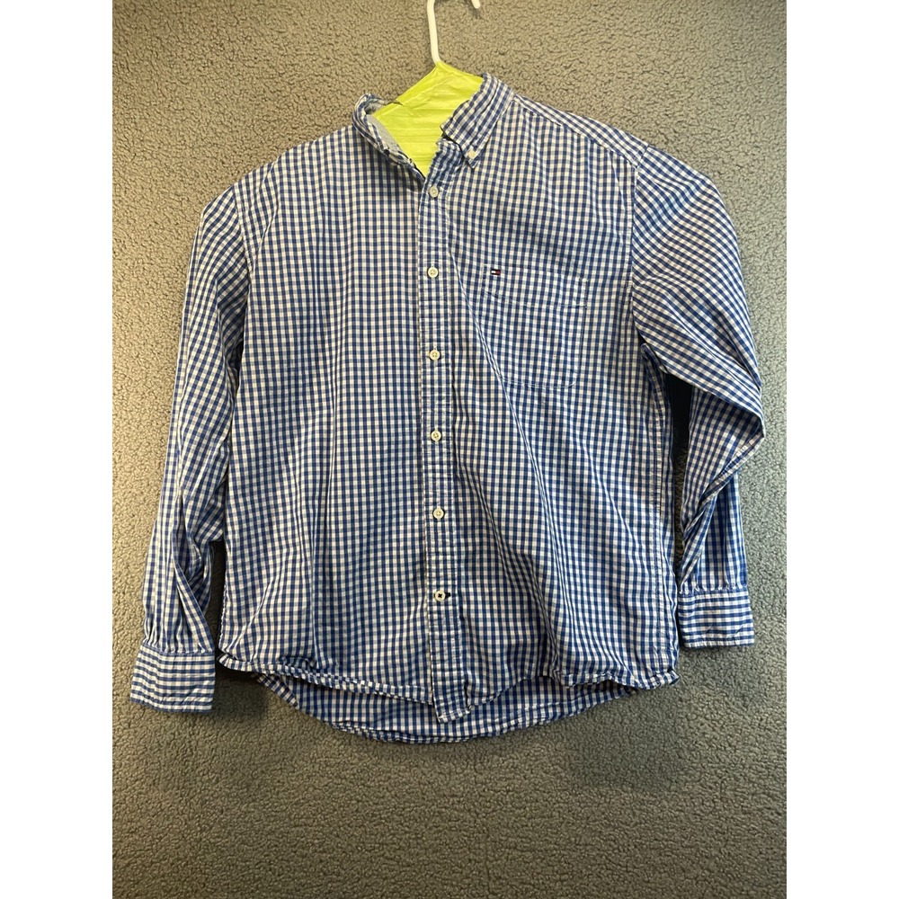 Tommy Hilfiger Shirt Mens LARGE Classic Fit Check Plaid Button Up Long Sleeve L